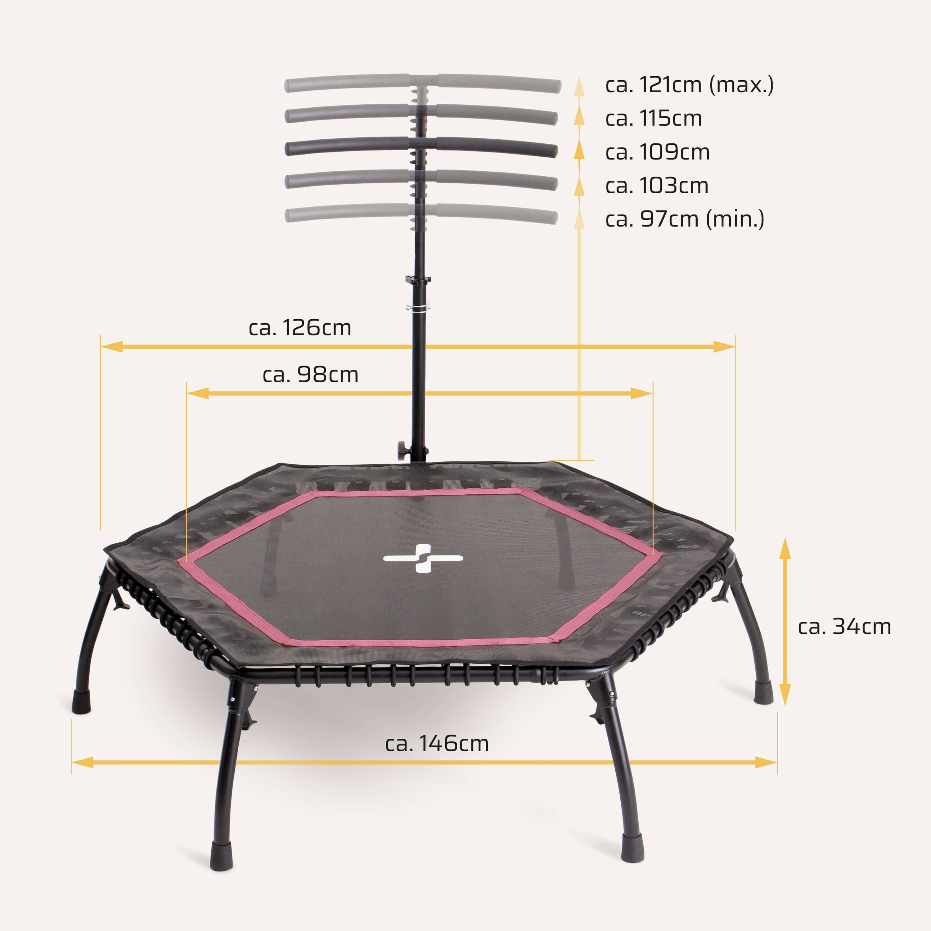 Faltbares Fitness Trampolin mit klappbaren Standbeinen SP-T-2100 SportPlus 