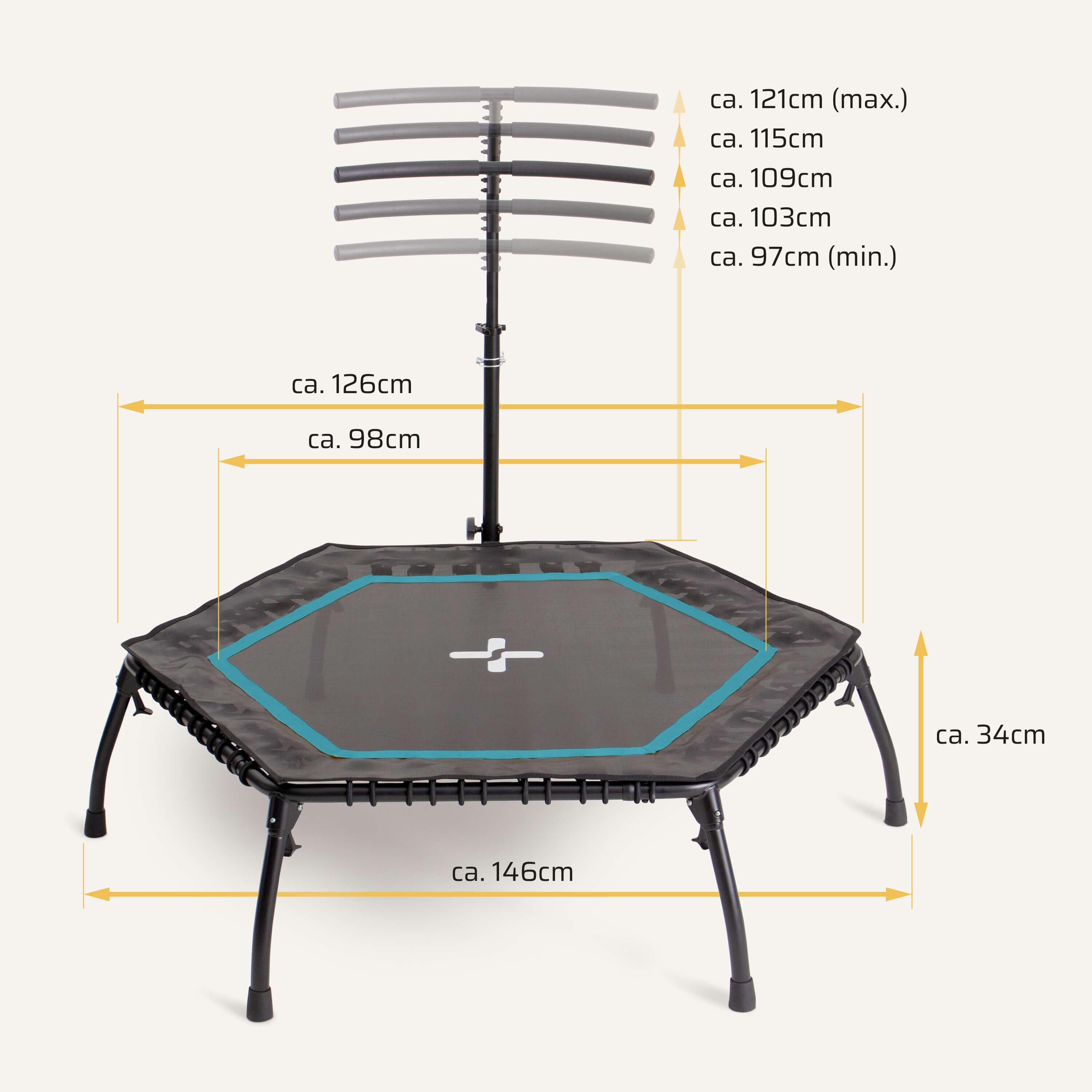 Faltbares Fitness Trampolin mit klappbaren Standbeinen SP-T-2100 SportPlus 