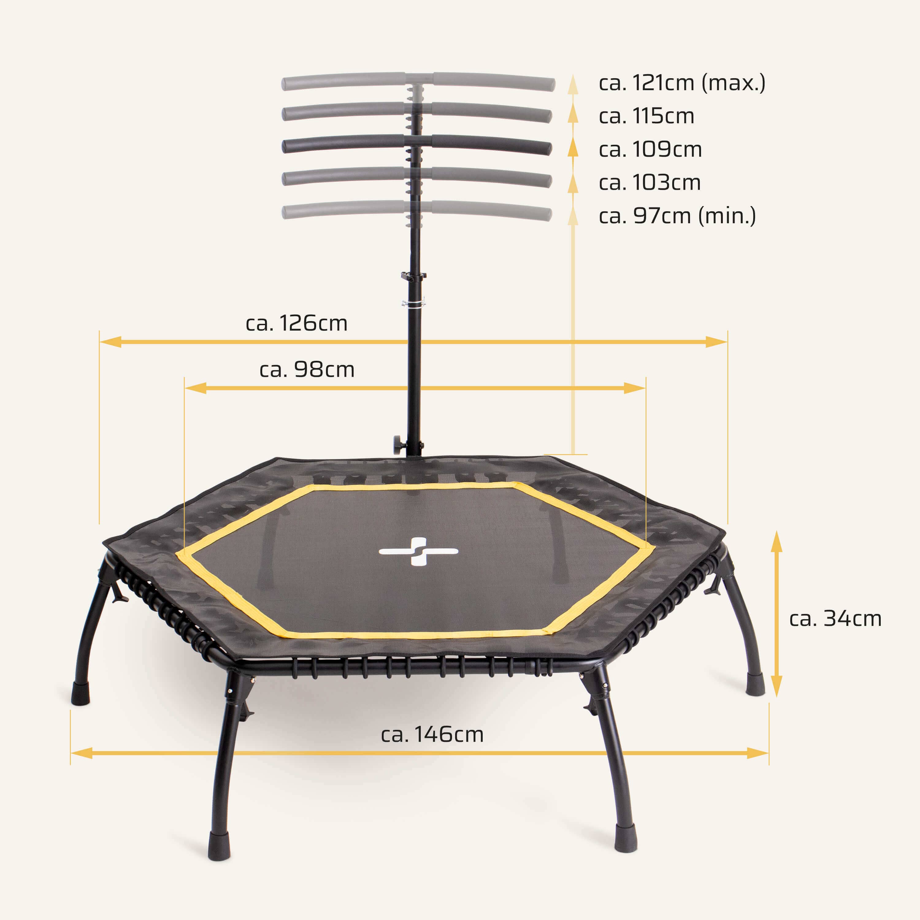 Faltbares Fitness Trampolin mit klappbaren Standbeinen SP-T-2100 SportPlus 