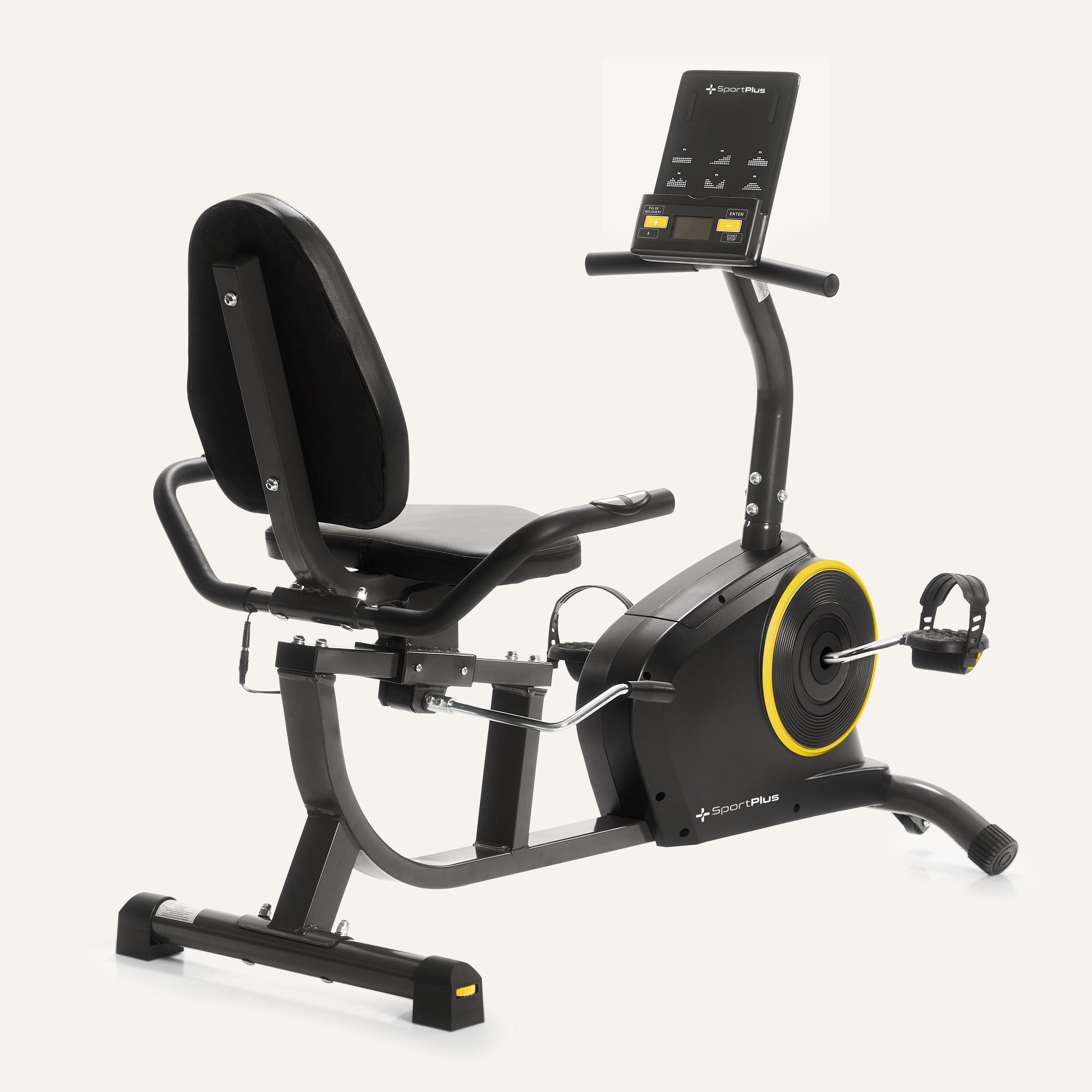 Liegeheimtrainer mit App-Steuerung & 8 kg Schwungmasse SP-RB-9500-iE SportPlus Black/Sun 