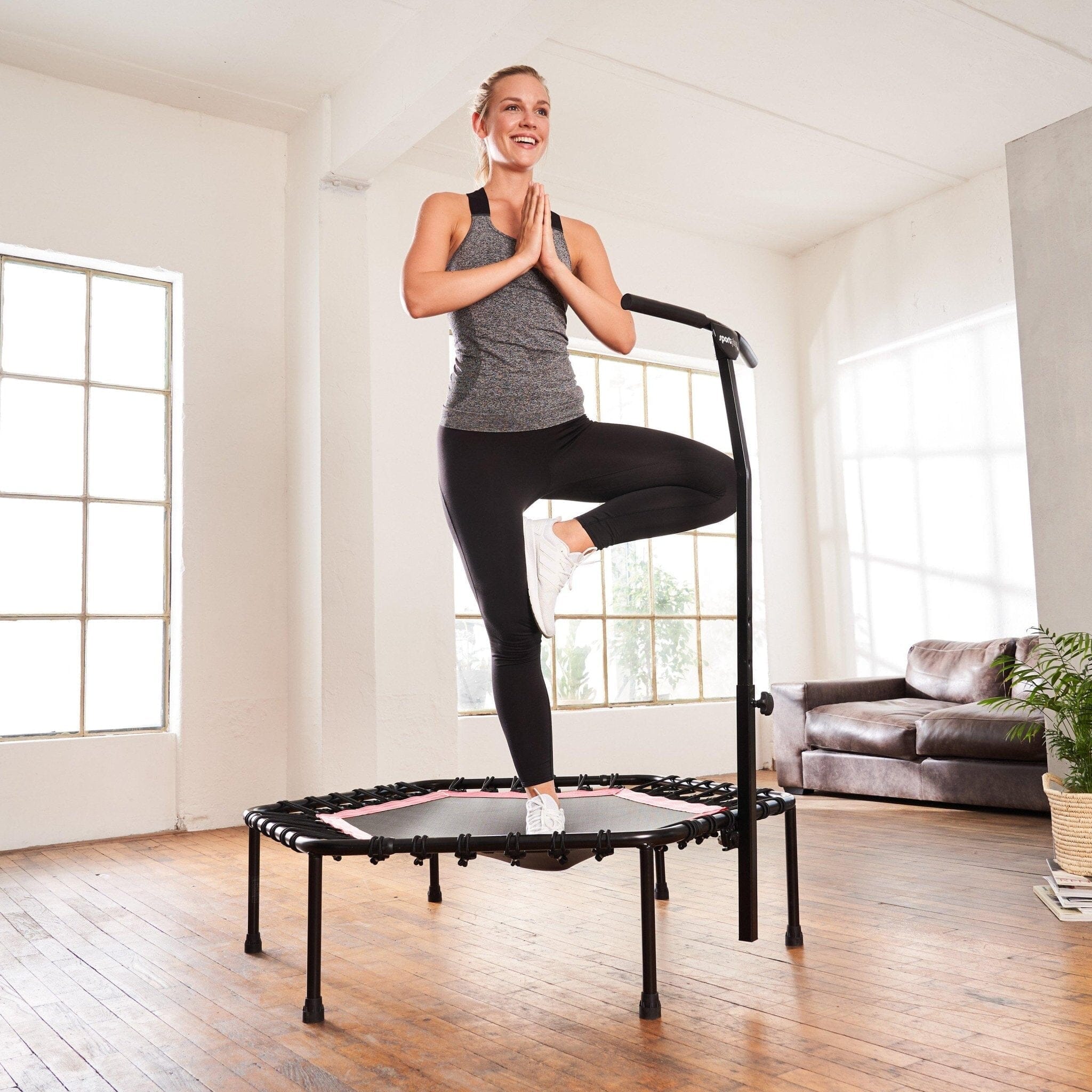 Faltbares Fitness Trampolin mit klappbaren Standbeinen SP-T-111F-R SportPlus 